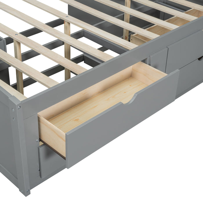 Daybed With 2 Bedside Cabinets, Upper Shelves And 4 Drawers