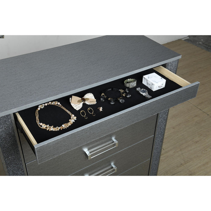 Lorenzo - Chest With Hidden Jewelry Compartment And Bar Handle - Silver