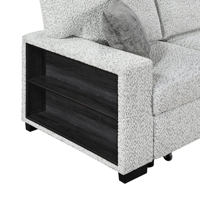 Prato - Loveseat With Storage And USB - Gray