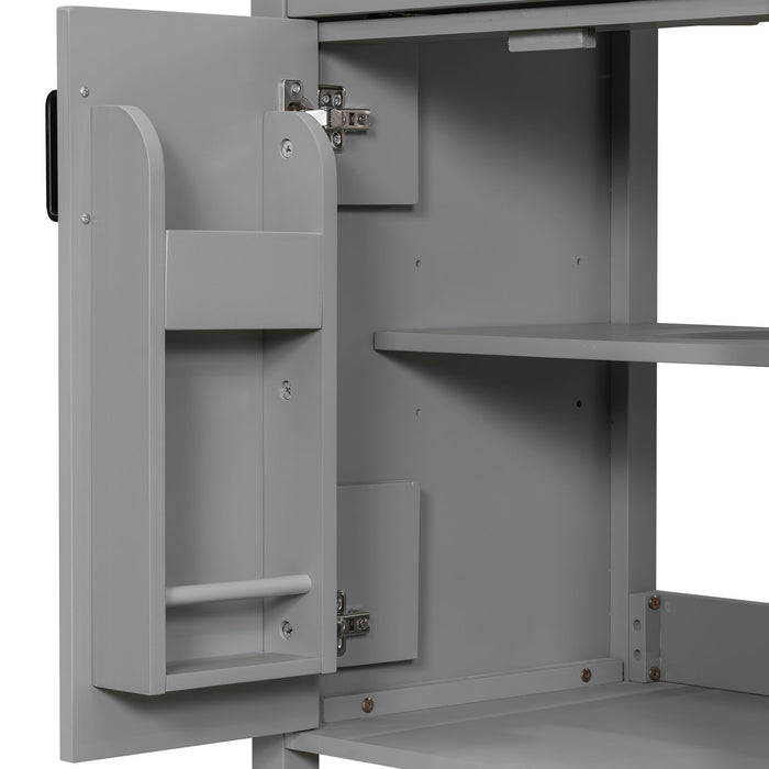 Bathroom Vanity With Ceramic Sink, Soft Close Doors, Flip Drawer, Double Layer Door Shelves