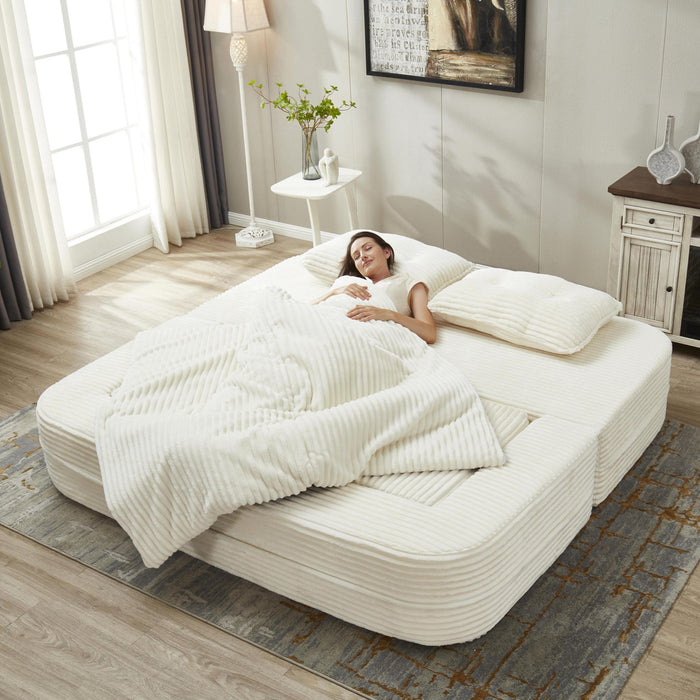 Multi Functional Sectional Sofa Bed With Independent Chaise Lounge And Functional Blanket