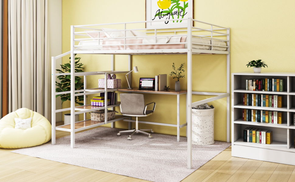 Loft Bed With Desk And Lateral Storage Ladder