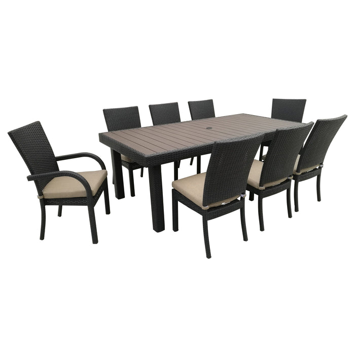 Balcones 9 Piece Outdoor Dining Table Set With 8 Dining Chairs, Brown / Chocolate