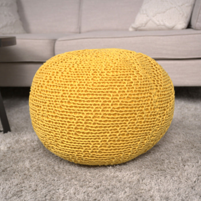 Bordeaux - Knitted Cotton Round Pouf Ottoman