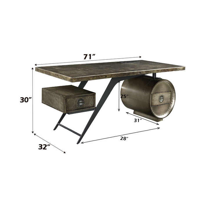 Brancaster - Executive Writing Desk With USB - Bronze Aluminum