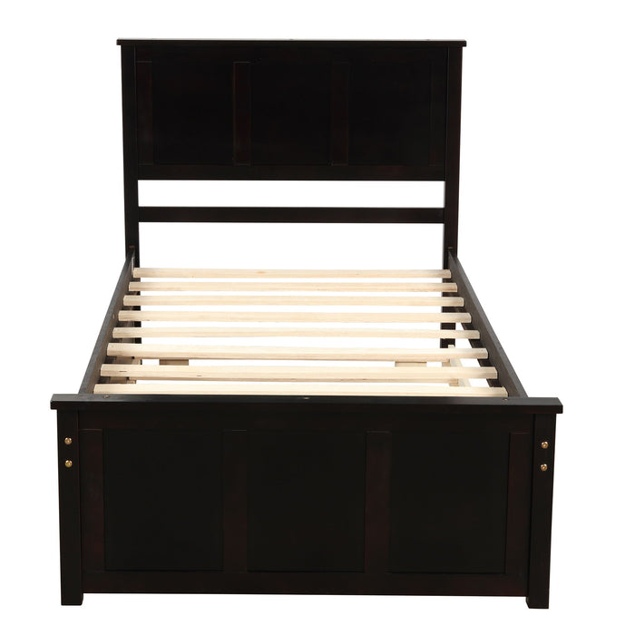 Platform Storage Bed With 2 Wheel Base Drawers