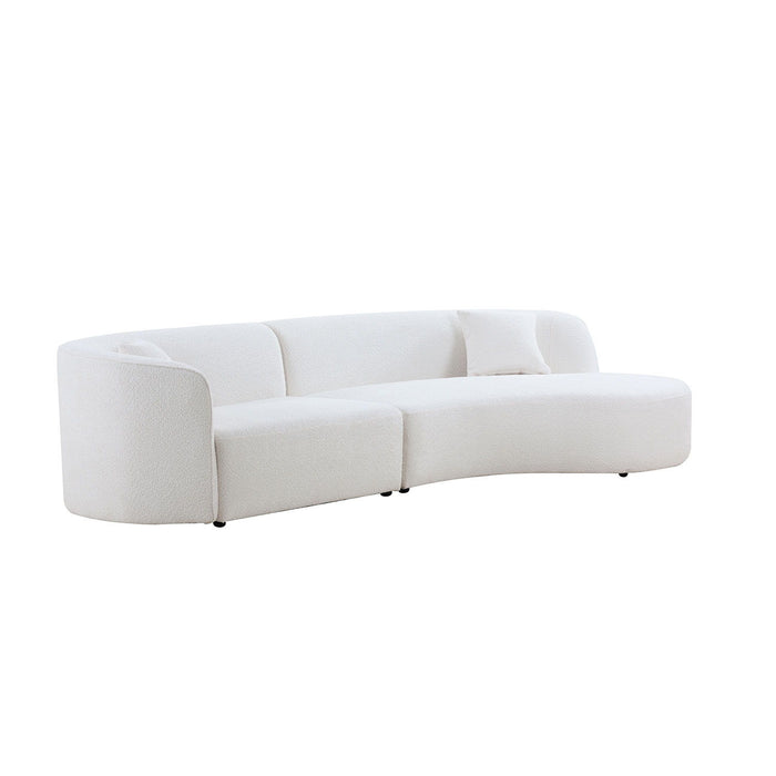 Luxury Modern Style Living Room Upholstery Curved Sofa With Chaise 2 - Piece Set, Right Hand Facing Sectional, Boucle Couch, White