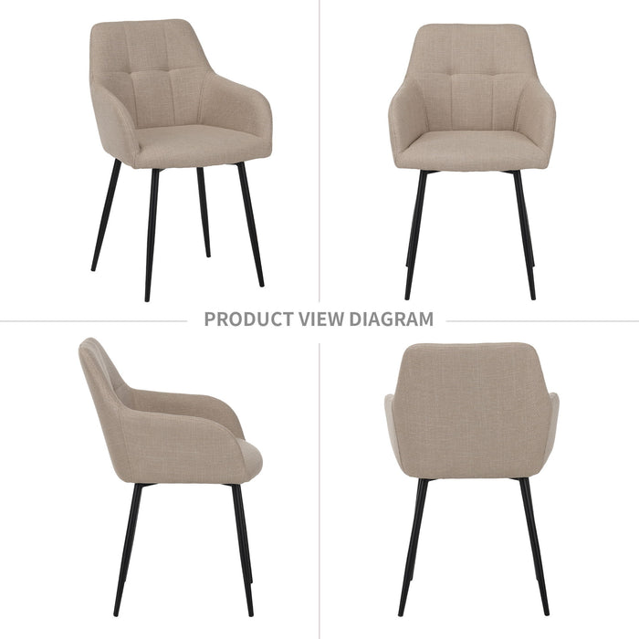 Dining Chair With Backrest And Wide Seat (Set of 2) - Beige