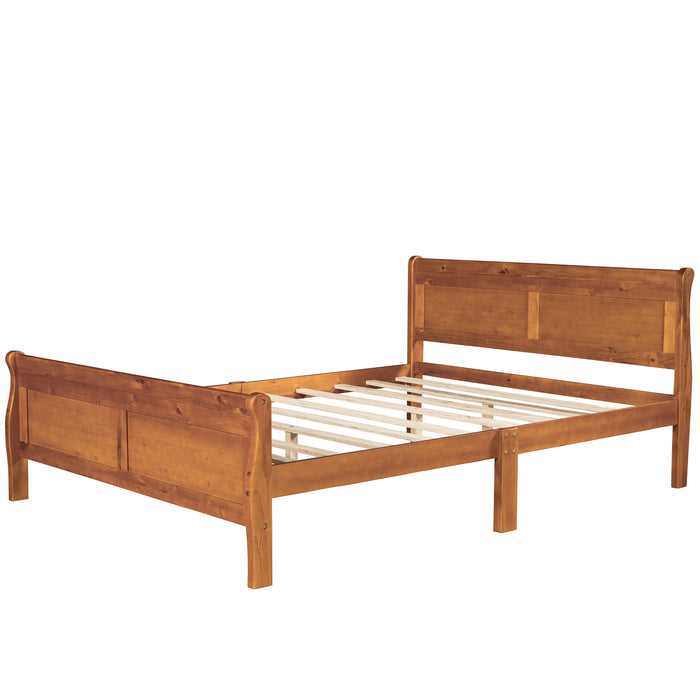 Platform Bed Frame Mattress Foundation Sleigh Bed With Headboard / Footboard / Wood Slat Suppor