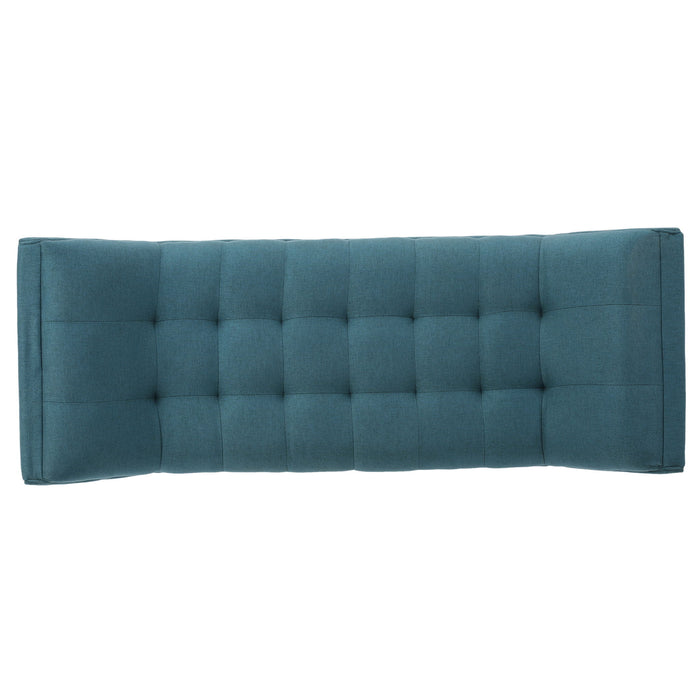 Modern Fabric Bench With Padded Seat And Wide U Shape Design - Teal