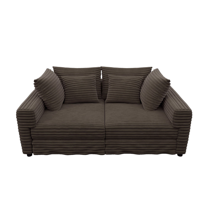 Plush Corduroy 4 Seat Sofa, Modern Comfy Upholstered Sofa Cloud Couch, Deep Seat Couches With Soft Pillows