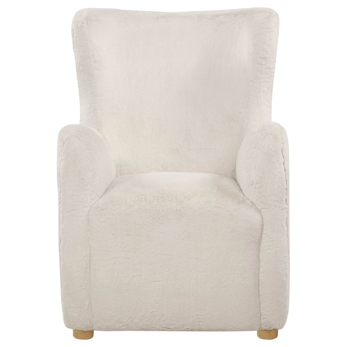 Thornton Faux Fur Upholstered Wingback Lounge Accent Chair Ivory