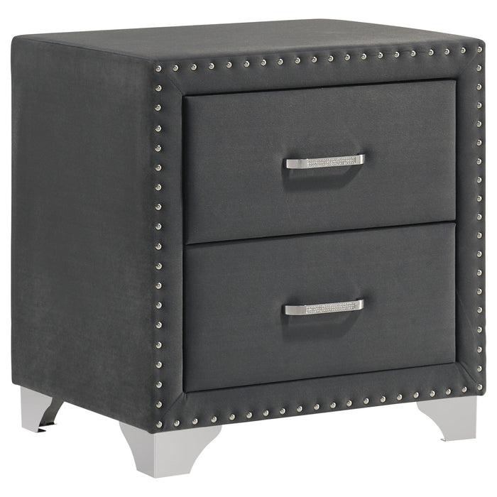 Melody Upholstered 2-drawer Nightstand Grey