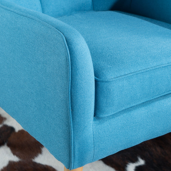 Modern Arm Chair With Tufted Back And Wooden Legs