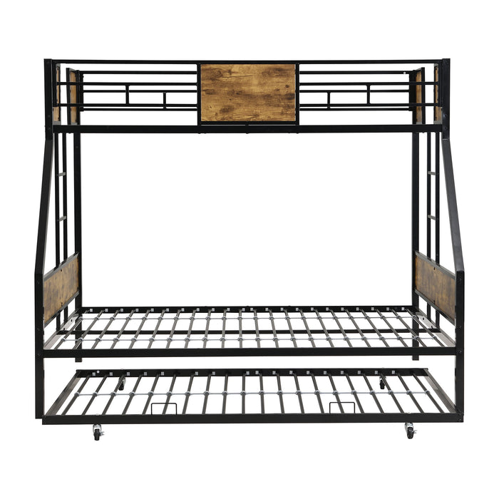 Modern Metal Bunk Bed With Side Ladders And Guardrail