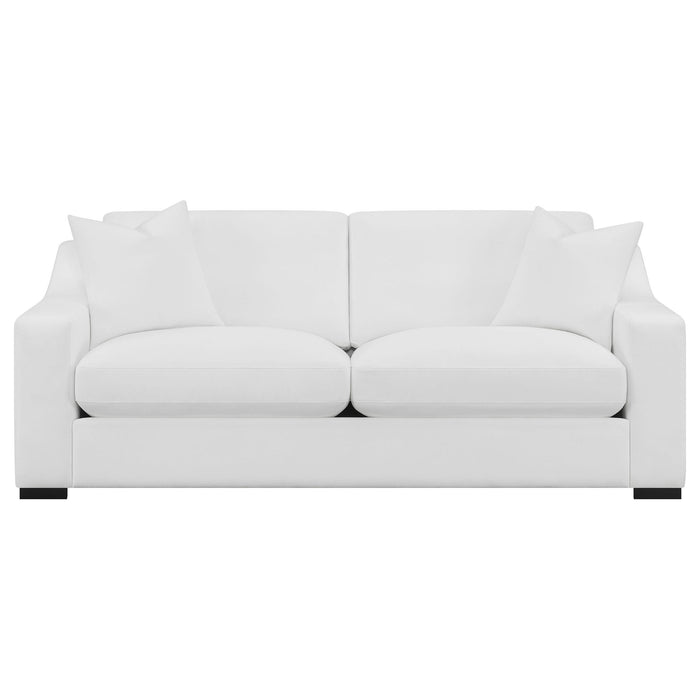 Ashlyn 2-piece Upholstered Sloped Arm Sofa Set White