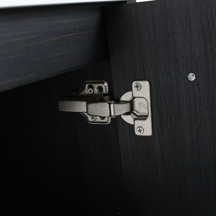 Modern Wall Mounted Bathroom Vanity With Thick Edge Resin Sink And Storage Rack