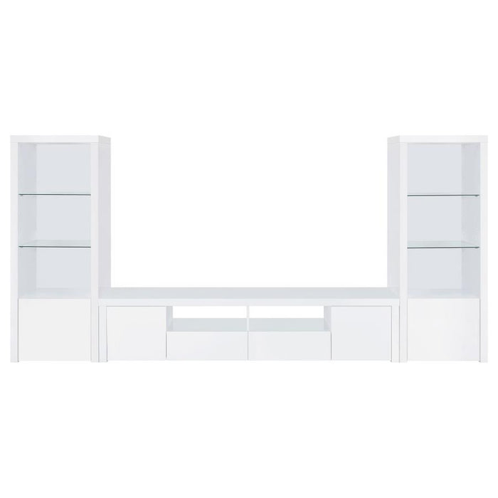 Jude - 3-Shelf Engineered Wood Media Tower - High Gloss White