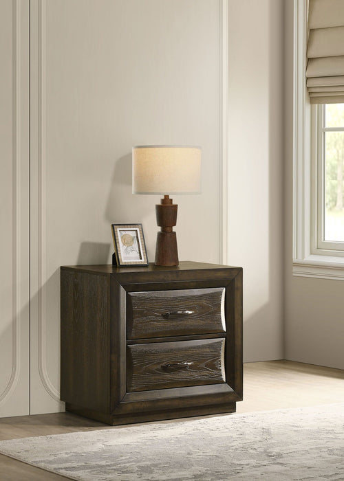 Atlas 2-drawer Bedroom Nightstand Bedside Table Dark Oak