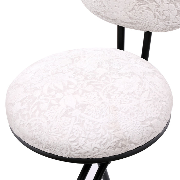 Round Print Bar Stools Upholstered Chairs For Kitchen (Set of 2)