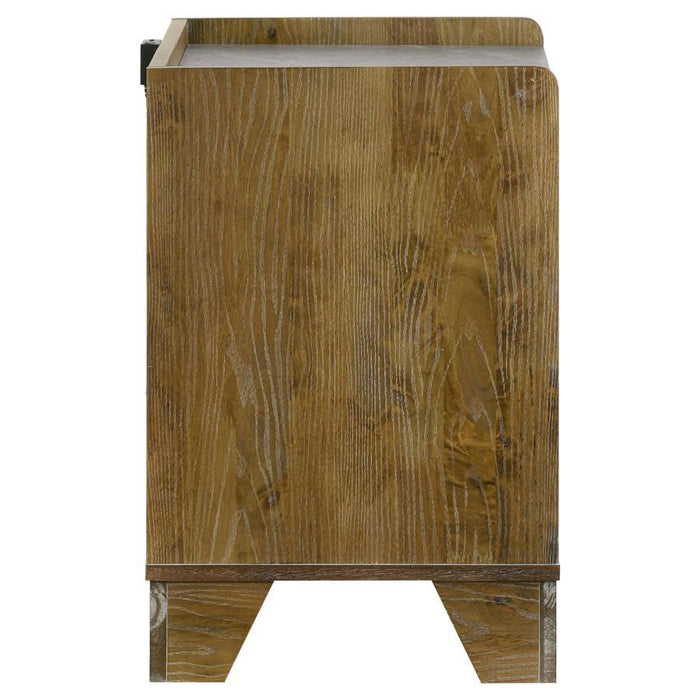 Henderson - 1-Drawer LED Nightstand Bedside Table - Medium Oak