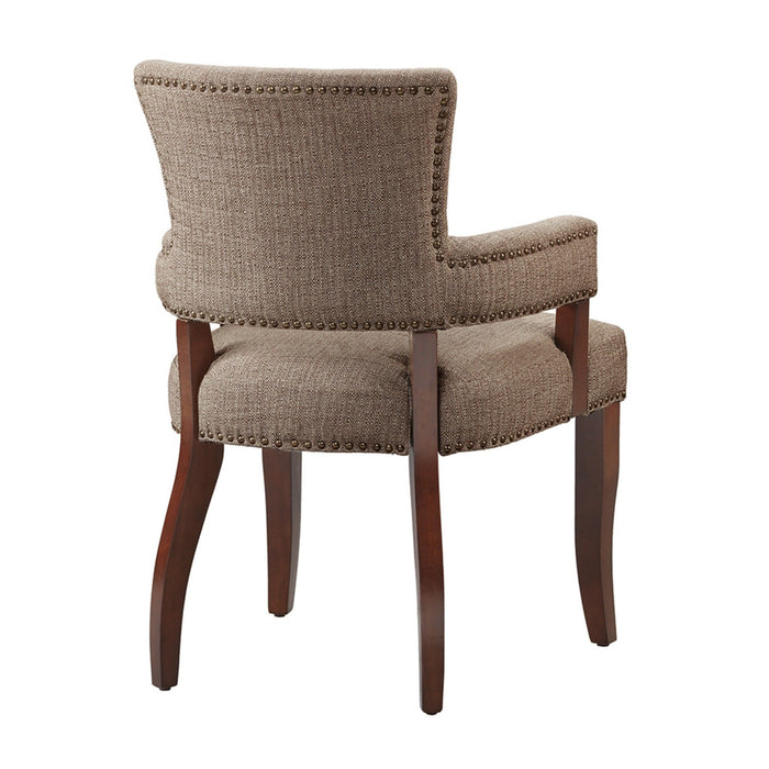 Elegant Arm Dining Chair With Brass Nail Head Detailing