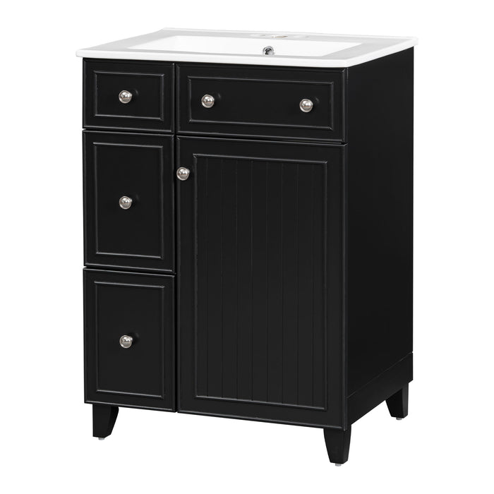Transitional Style Bathroom Vanity Cabinet With Ceramic Sink