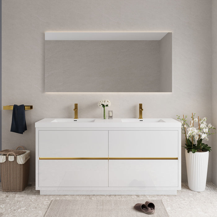 Bathin Freestanding Bathroom Vanity With Double Sinks, Bathroom Storage Vanity Cabinet With Stone Resin Countertop And Soft Close Drawers