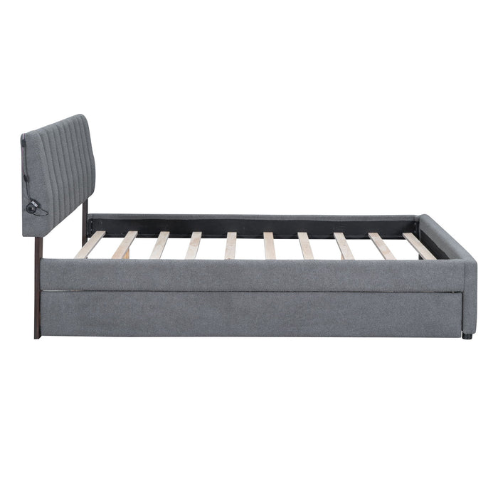 Upholstered Platform Bed With Trundle