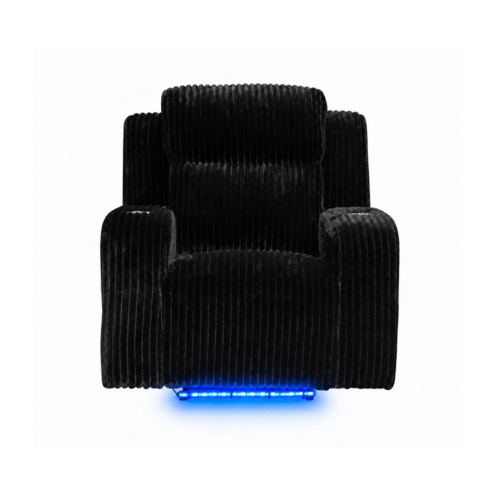 Power Recliner With Cup Holders And Ambient LED Lighting - Black