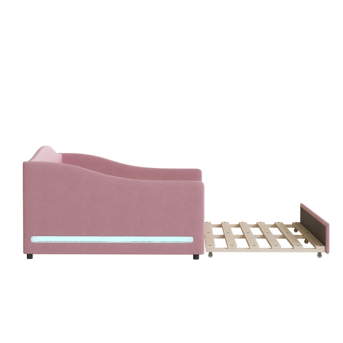 Upholstered Daybed With Light And Trundle
