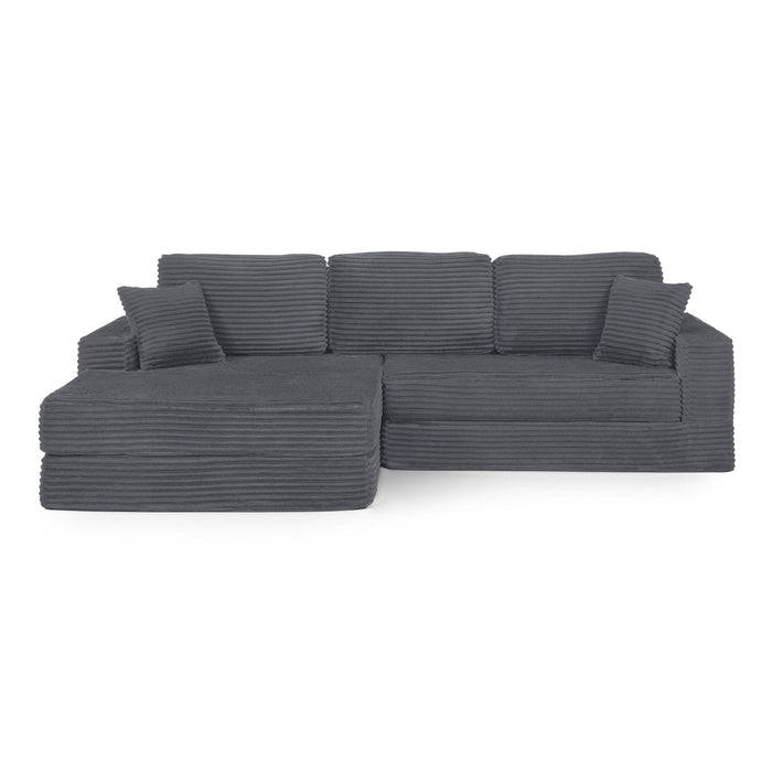 Modern Minimalist L Shape Modular Sectional Sofa, Corduroy Couch