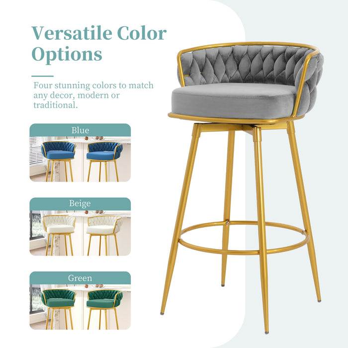 Modern Low Back Upholstered Counter Height Bar Stools (Set of 2)