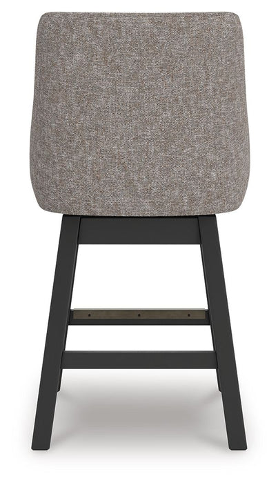 Neymorton - Upholstered Swivel Barstool (Set of 2) - Dark Grayish Brown