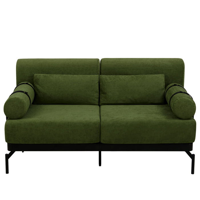 Modern Loveseat Sofa 2 Seater With USB Ports, Cylindrical Armrests