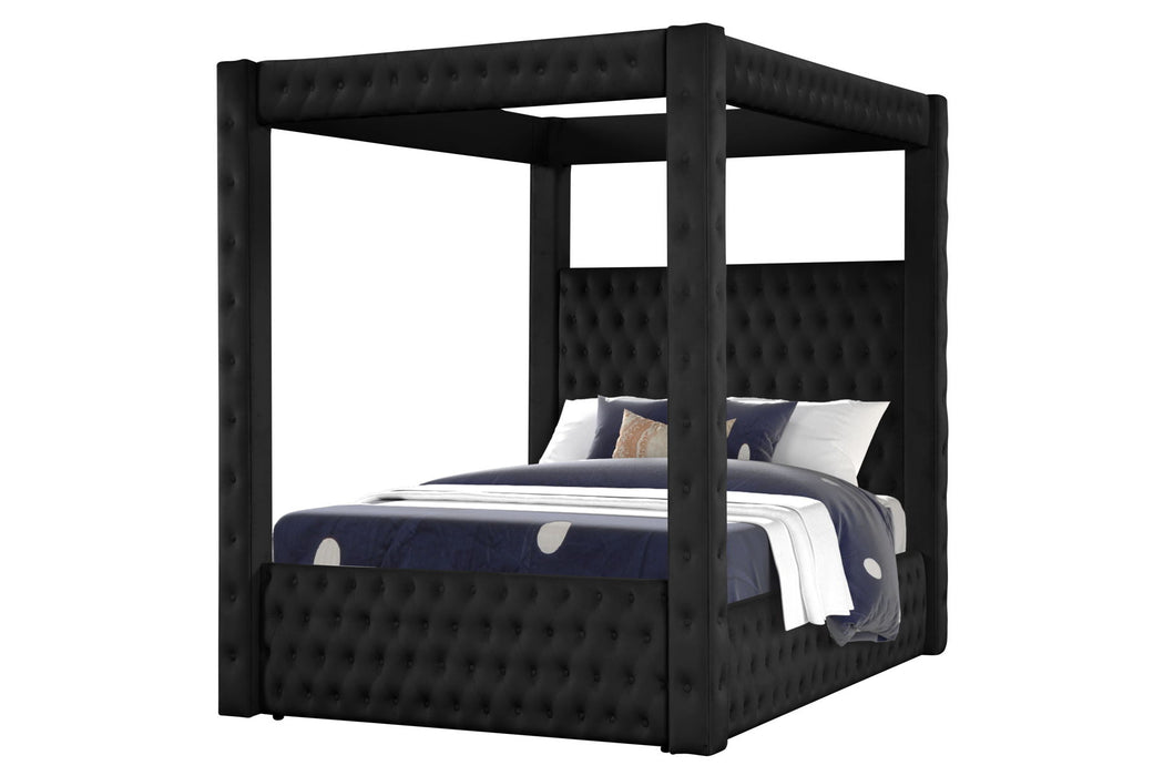 Monica Luxurious Four - Poster Queen Bed Made With Wood In Black