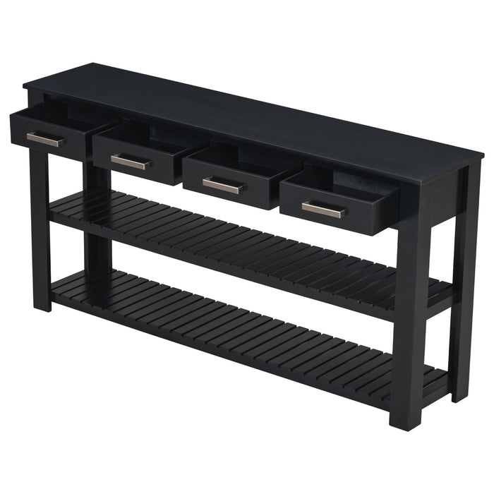 U_Style Stylish Entryway Console Table With 4 Drawers And 2 Shelves, Suitable For Living Rooms
