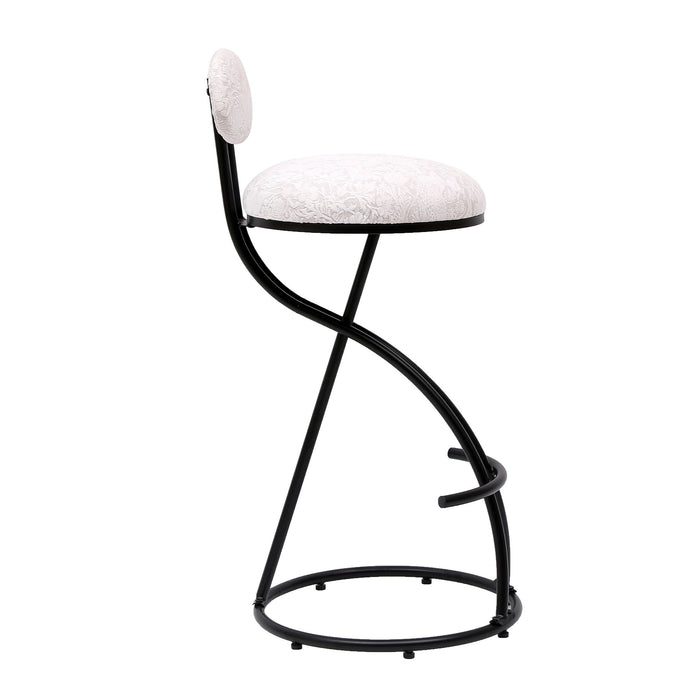 Round Print Bar Stools Upholstered Chairs For Kitchen (Set of 2)