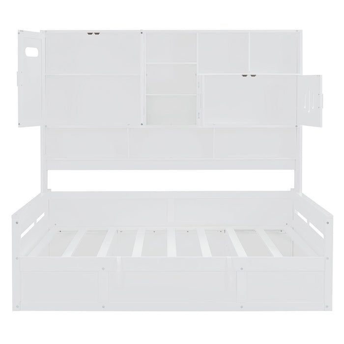 Daybed With All-In-One Cabinet And Shelf