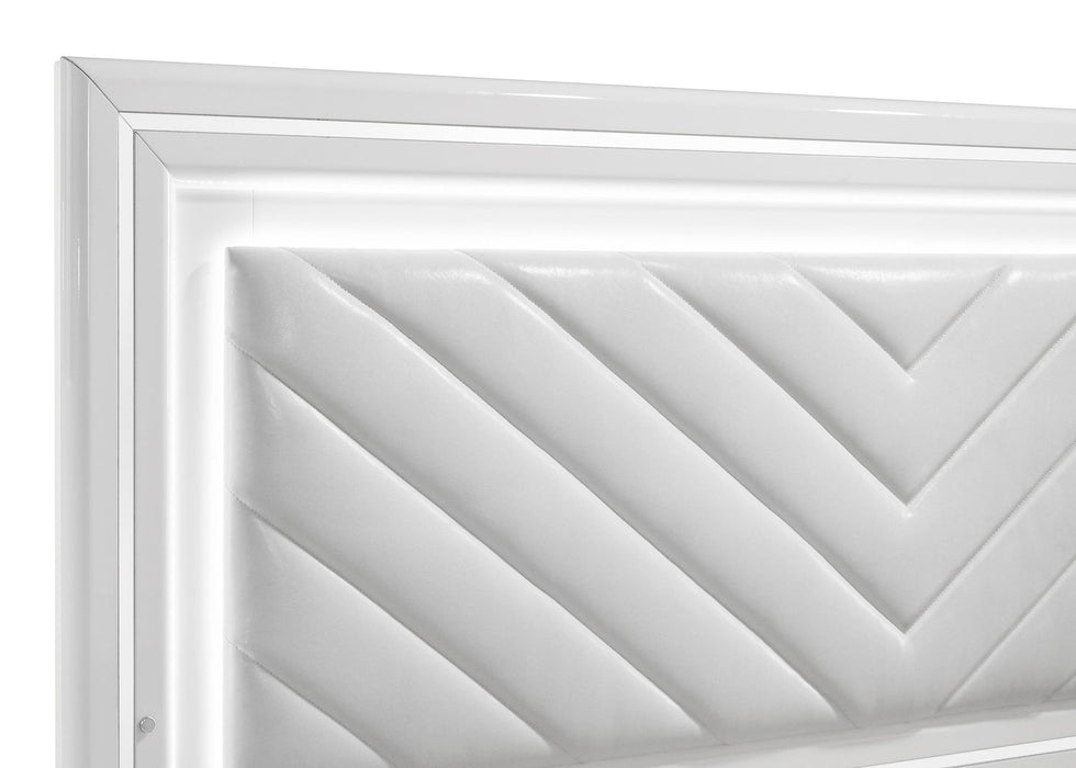 Cassia Eastern King LED Panel Bed White High Gloss