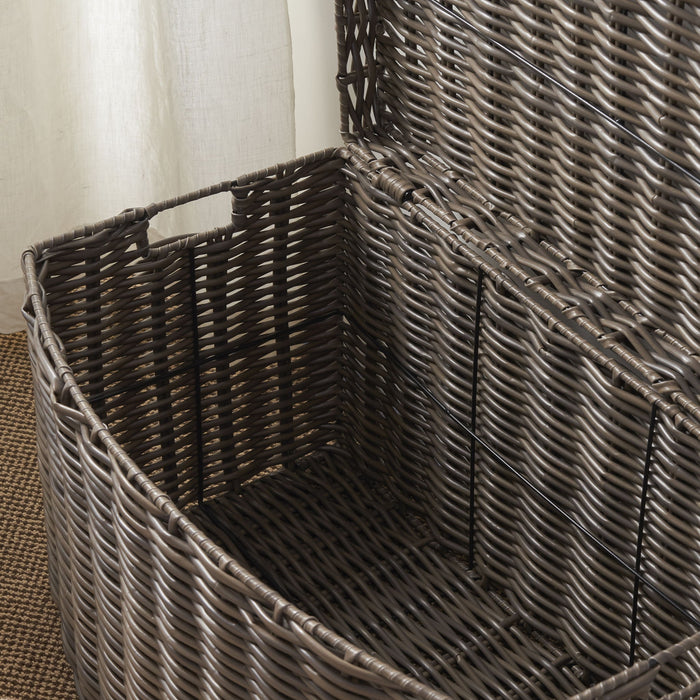 Joseph - Rectangular Curve Resin Woven Wicker Trunk With Handles Multi Purpose Storage - Walnut Brown