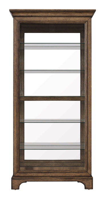 Pulaski Accents - Sliding Door Curio With Glass Shelves And LED Light - Dark Brown