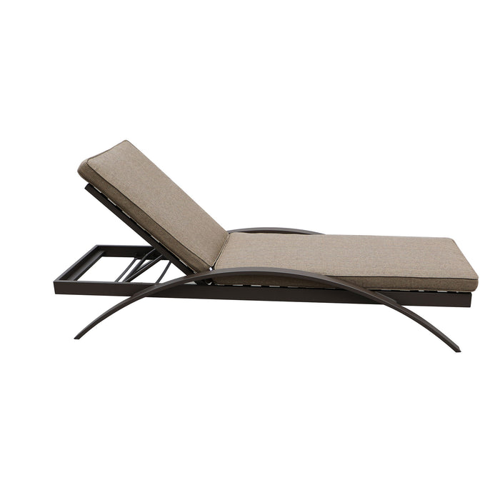 Colorado Outdoor Patio Furniture - 2 X Brown Aluminum Adjustable Poolside Chaise Lounge Chair With Chocolate Cushions