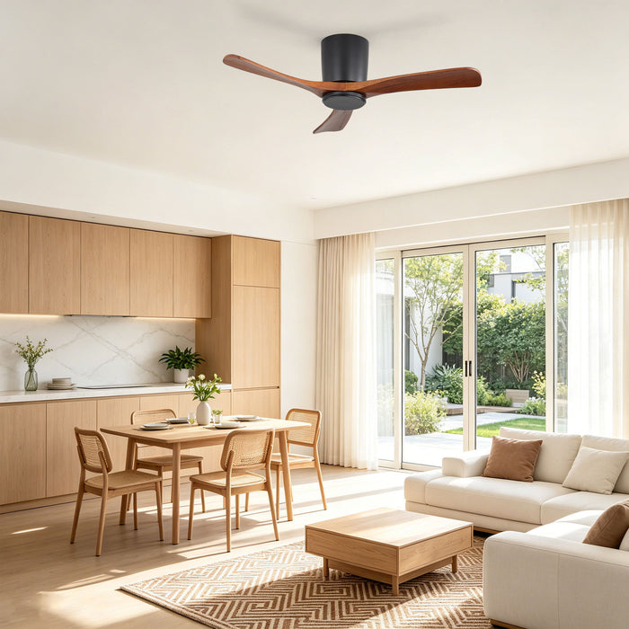 42" Flush Mount Ceiling Fan With 3 Blades, DC Reversible Motor