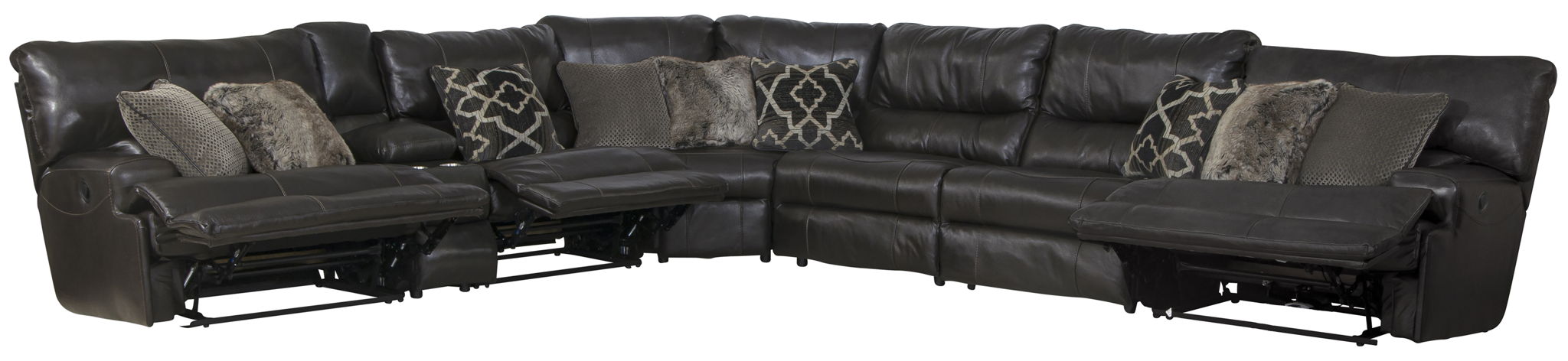 Como - 7 Piece Italian Leather Match Reclining Sectional