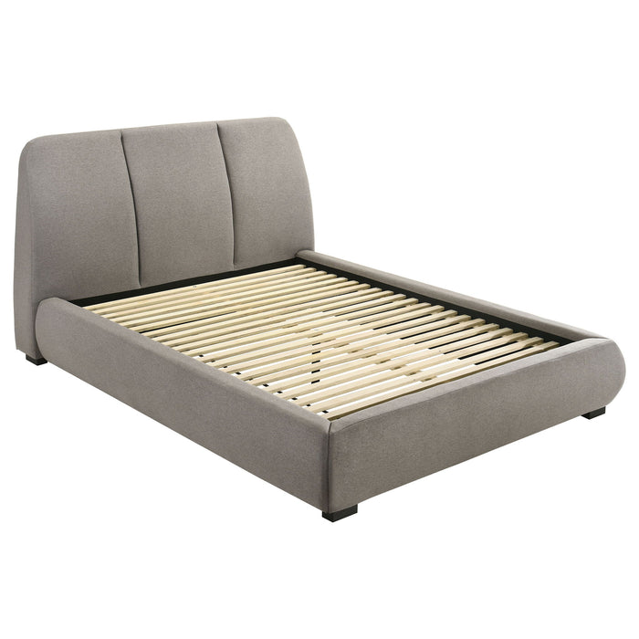 Mokena 46-inch Upholstered Queen Platform Bed Taupe