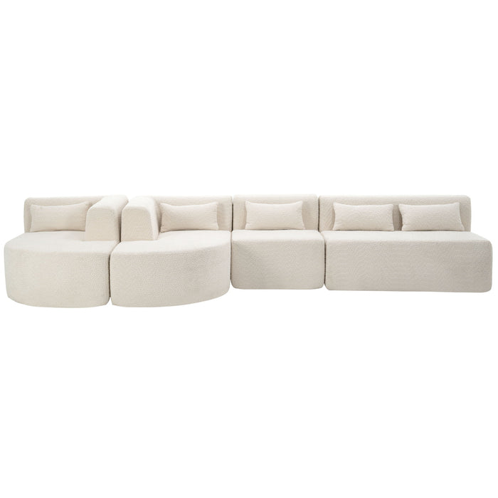 Upholstered Sofa Free Combined Sofa Couch With 2 Chaise Lounge And Five Back Pillows For Living Room