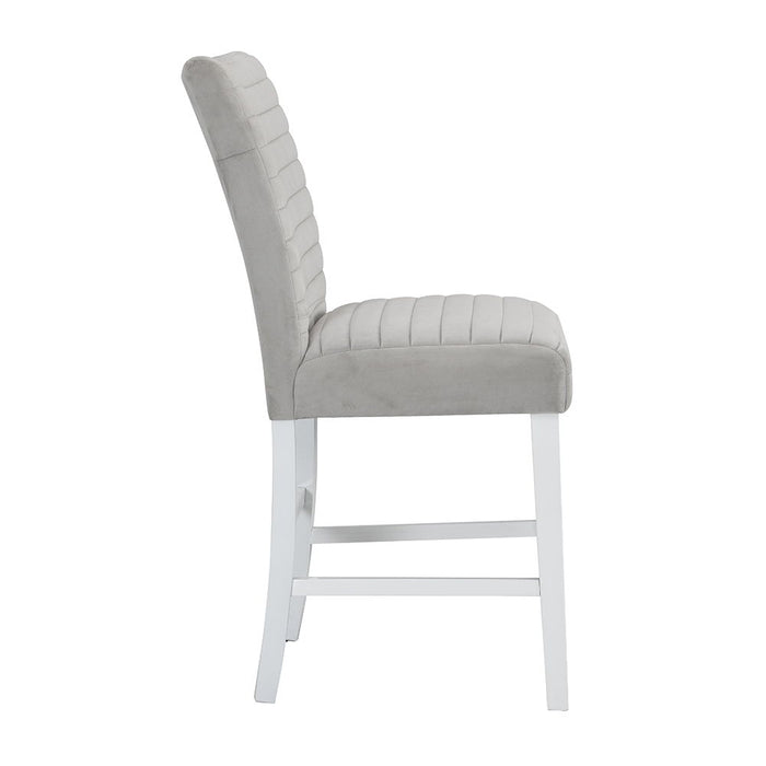 Elizaveta - Counter Height Chair Set of 2) - Gray Velvet &White High Gloss