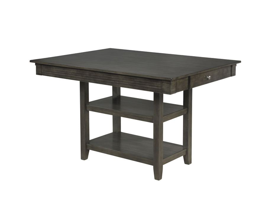 Relaxed Vintage Counter Height Table With Storage Shelves Gray Finish Dining Room