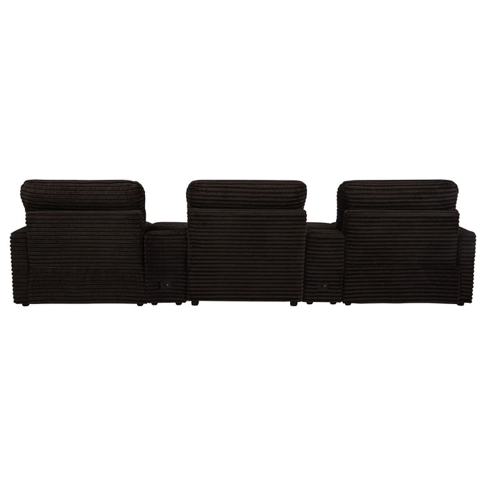 Collins 5-Piece Power Reclining Home Theater Seating Chocolate Brown